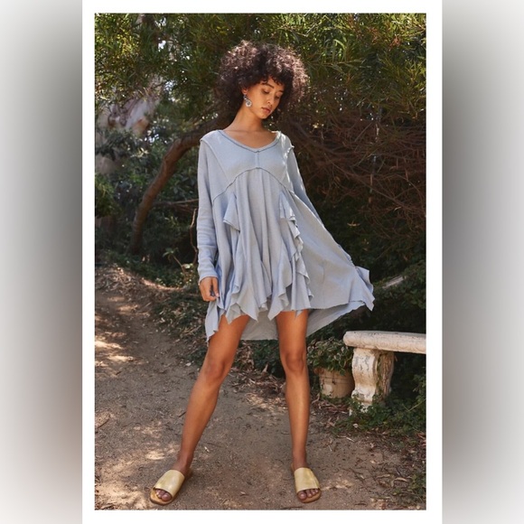 Free People FP Beach Palm Tunic Mini Dress in Storm Cloud NWOT - Picture 5 of 10